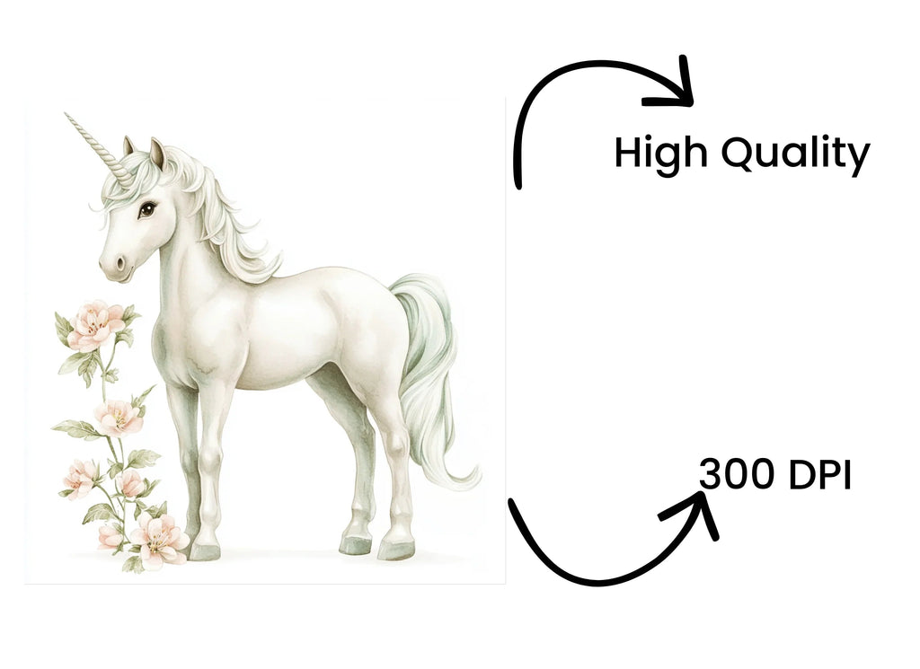 Elegant Floral Unicorn Clipart Bundle
