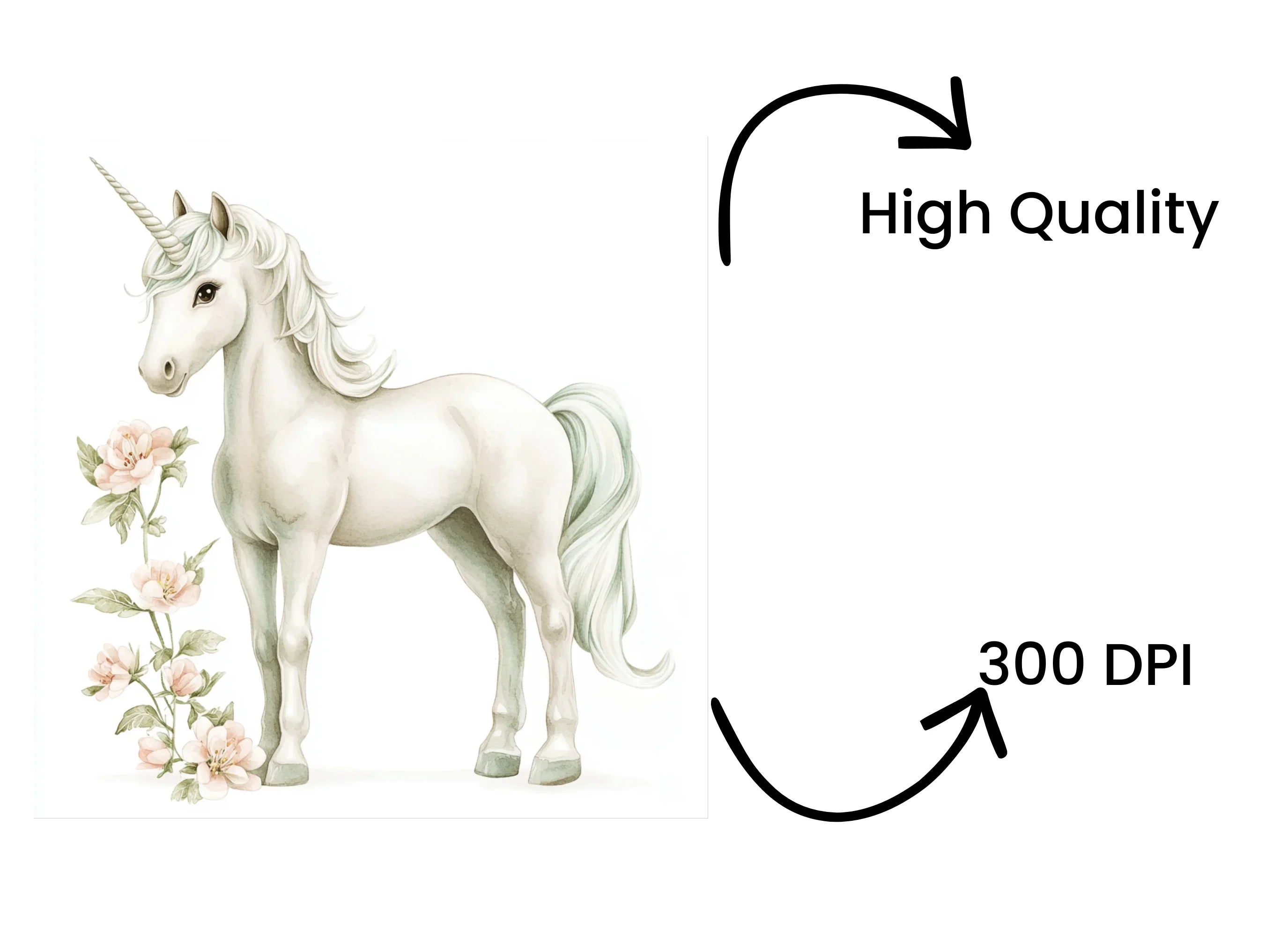 Elegant Floral Unicorn Clipart Bundle