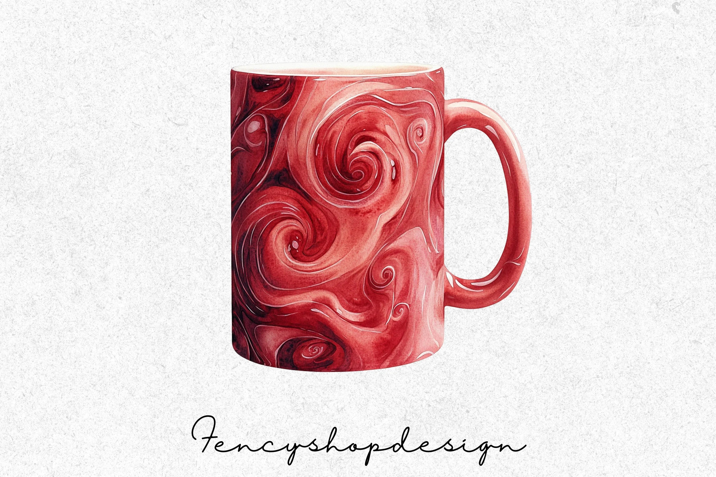 Red Marble Swirl Clipart Bundle