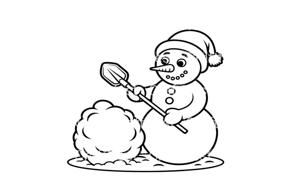 Building Snowman Winter Coloring Books