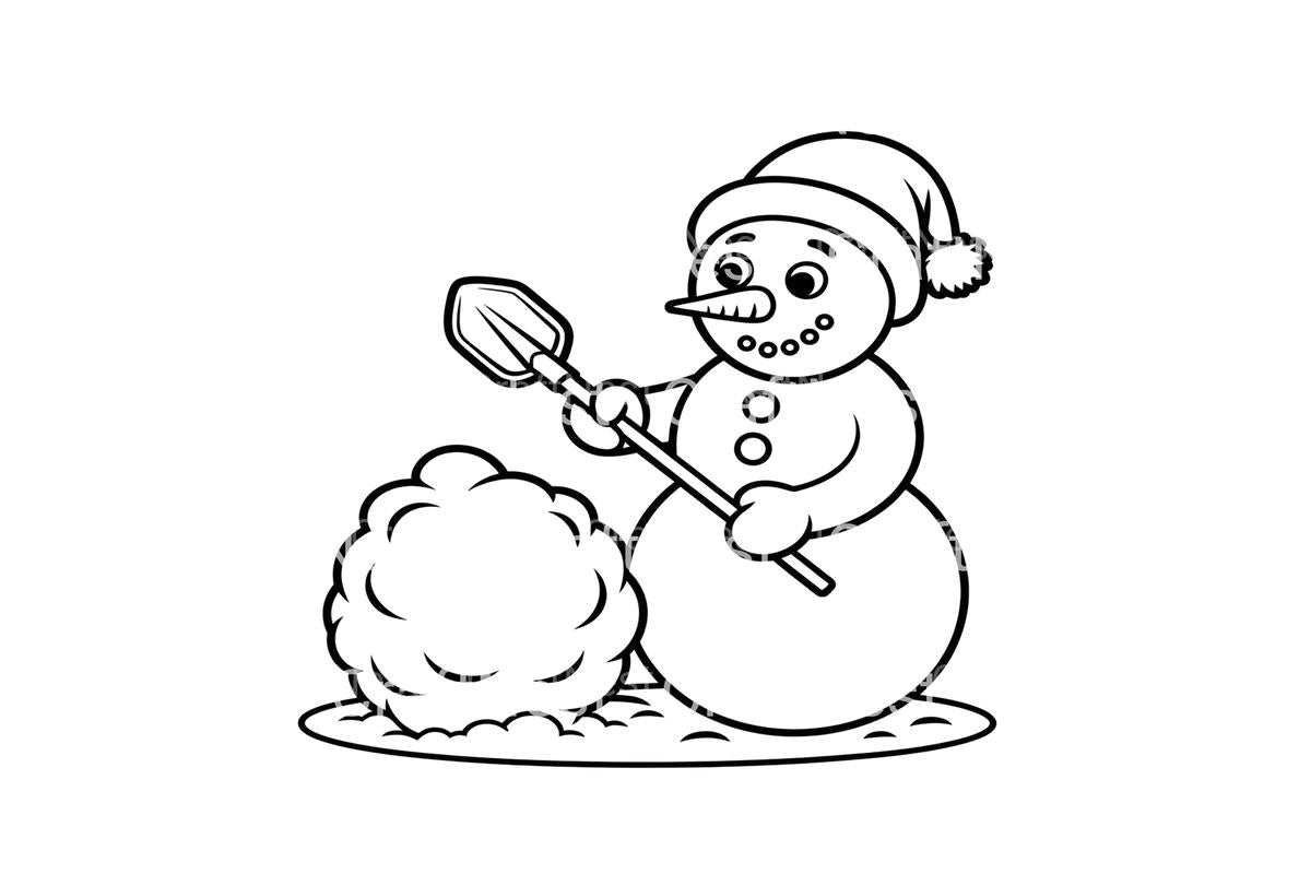 Building Snowman Winter Coloring Books