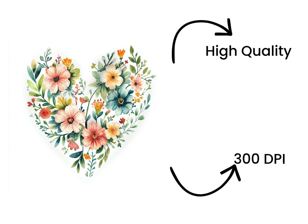 Floral Heart Clipart Bundle