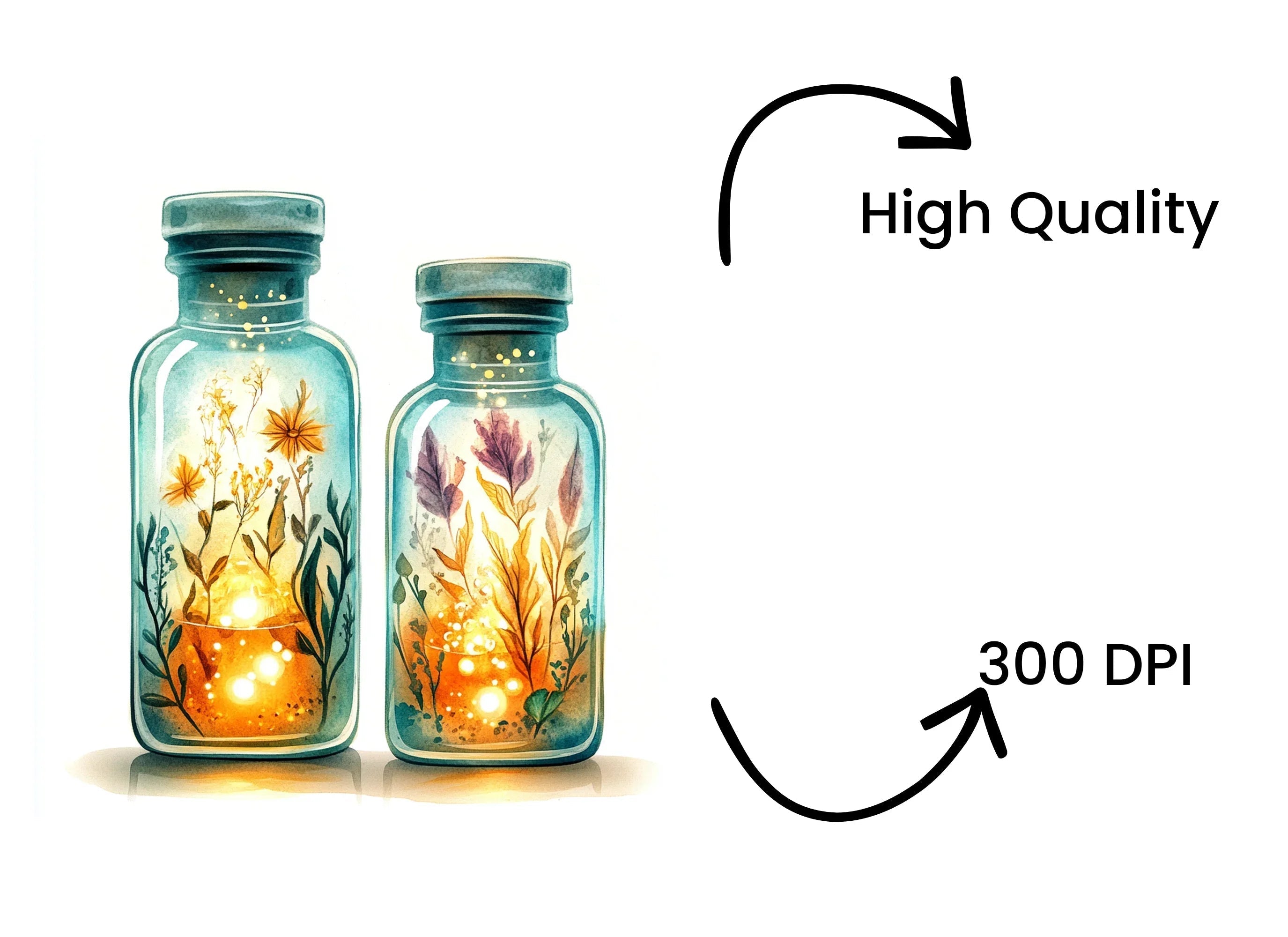 Glowing Magic Potion Bottles Clipart Bundle
