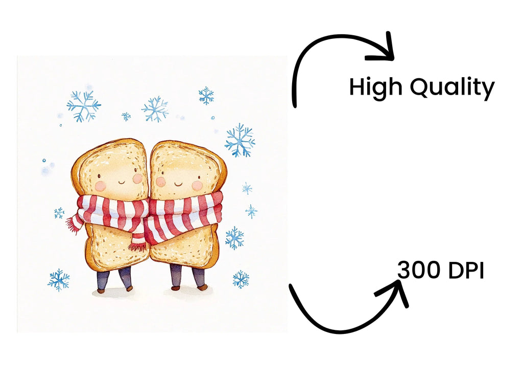 Cute Toast Friends Winter Clipart Bundle