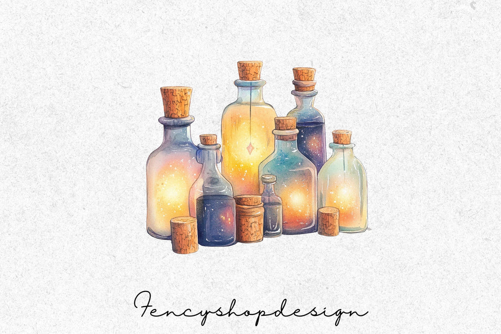 Potion Bottles Elixirs Clipart Bundle
