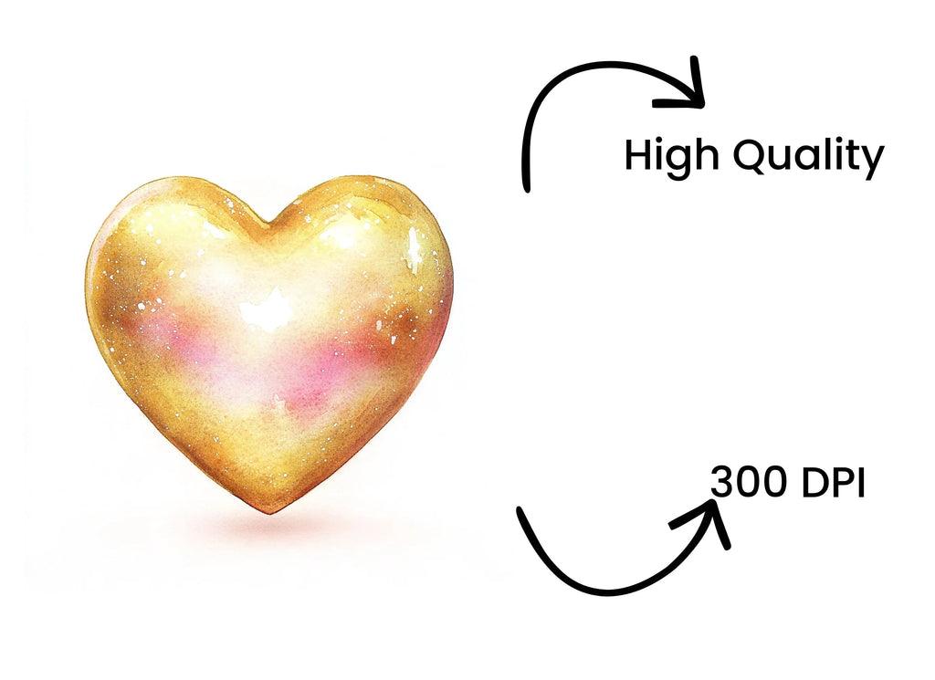 Sparkling Golden Hearts Clipart Bundle