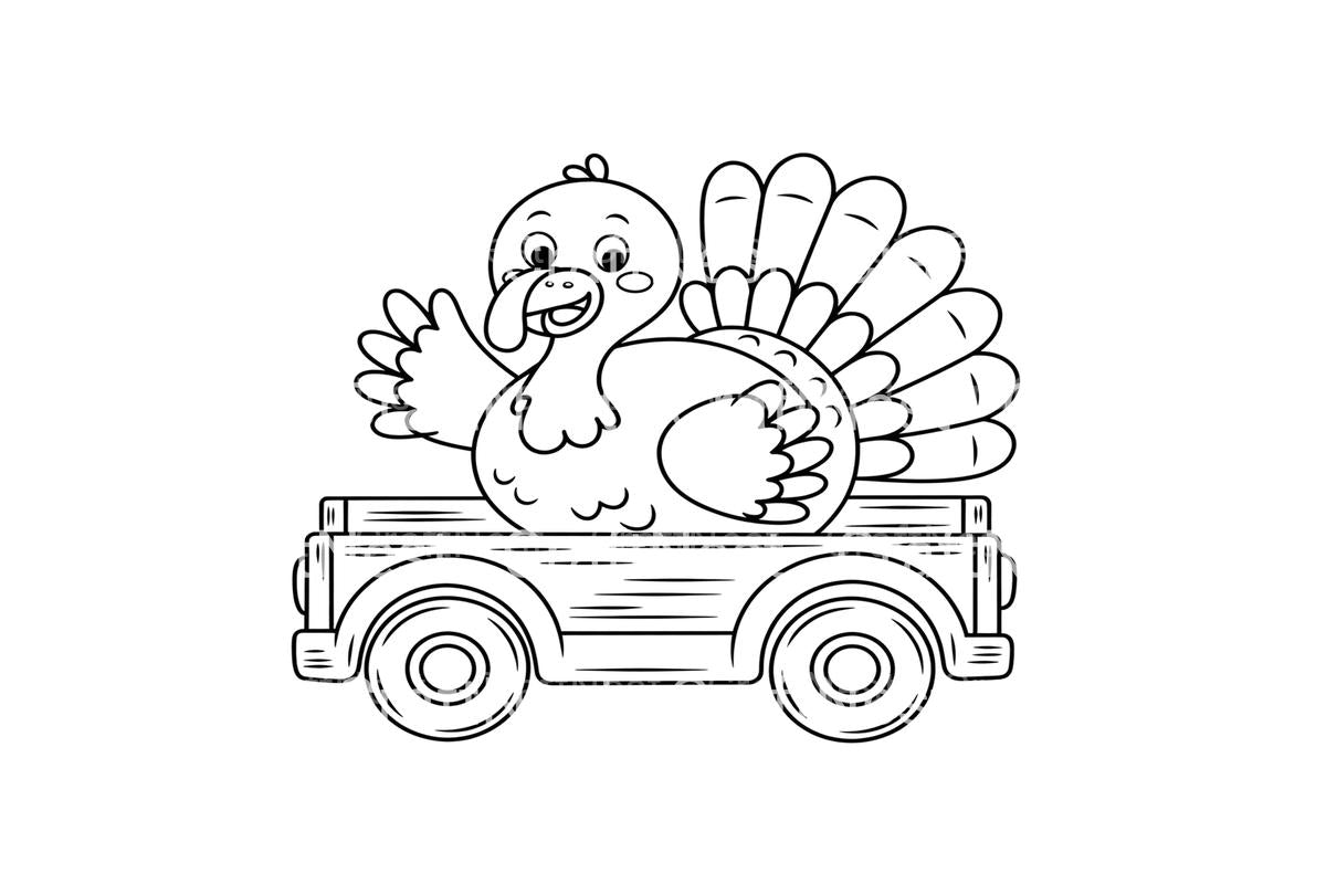 Thanksgiving Turkey Truck Coloring Books
