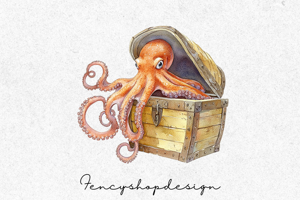 Cute Octopus Ocean Animal Clipart Bundle