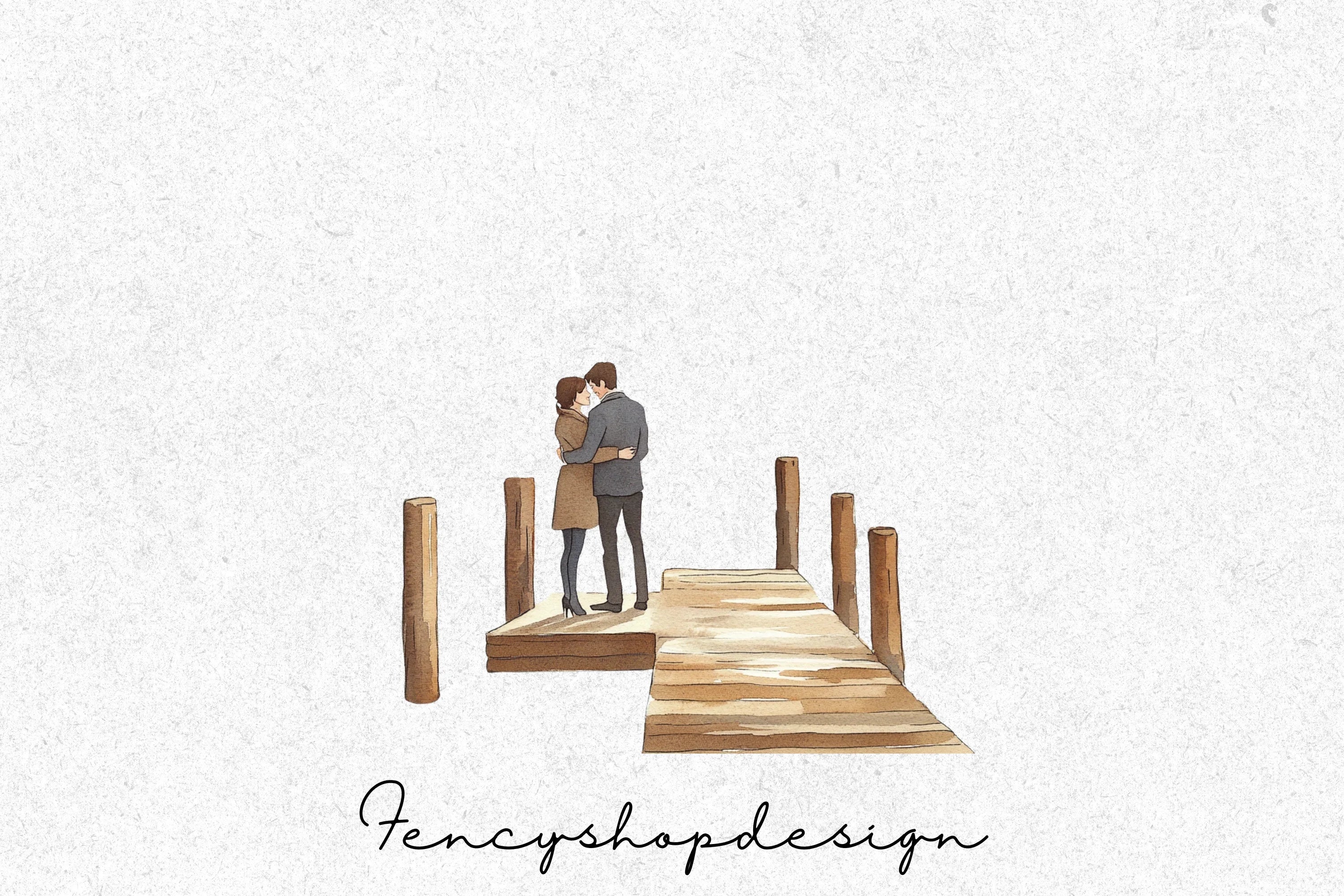 Romantic Couple Pier Clipart Bundle