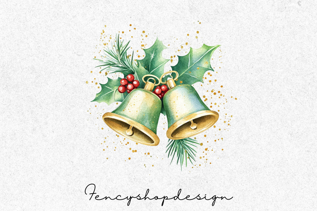 Festive Christmas Bells Clipart Bundle