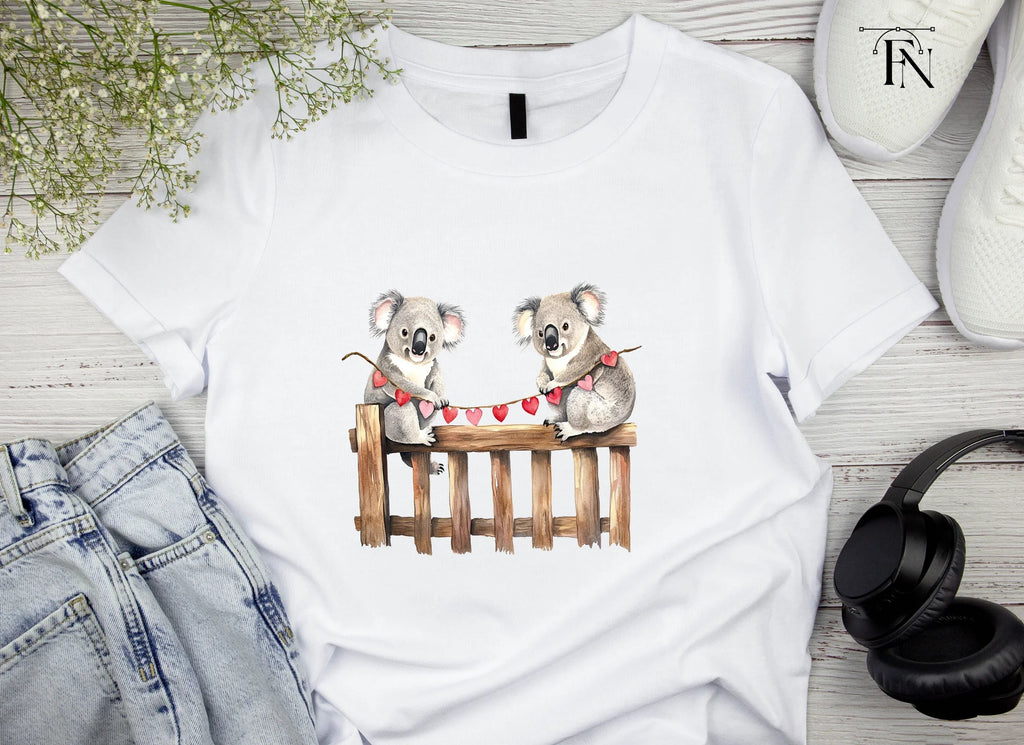 Koalas on Fence with Heart Garland Clipart Bundle