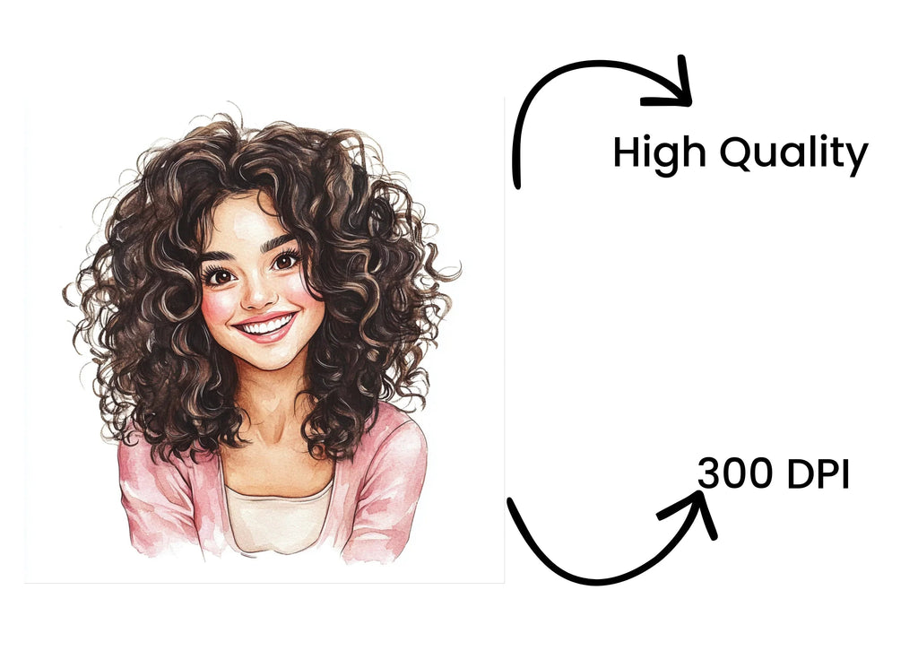 Curly Haired Girl Clipart Bundle