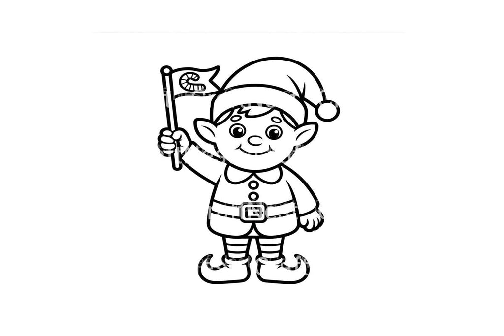Christmas Elf with Flag Coloring Books