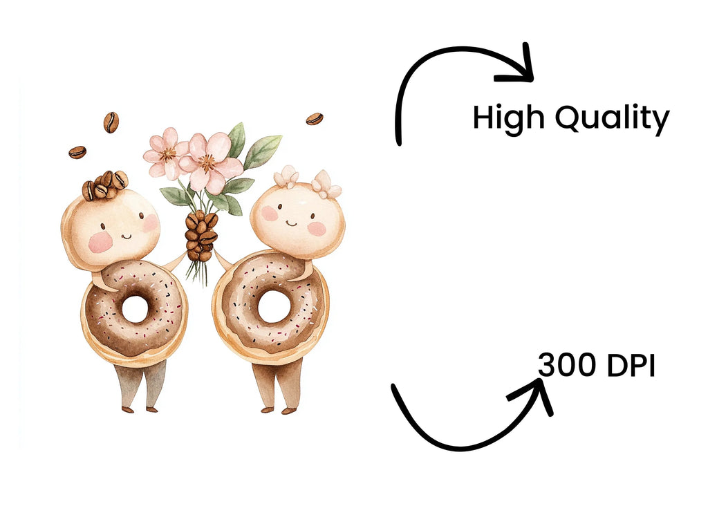 Cute Donut and Coffee Bean Friends Clipart Bundle