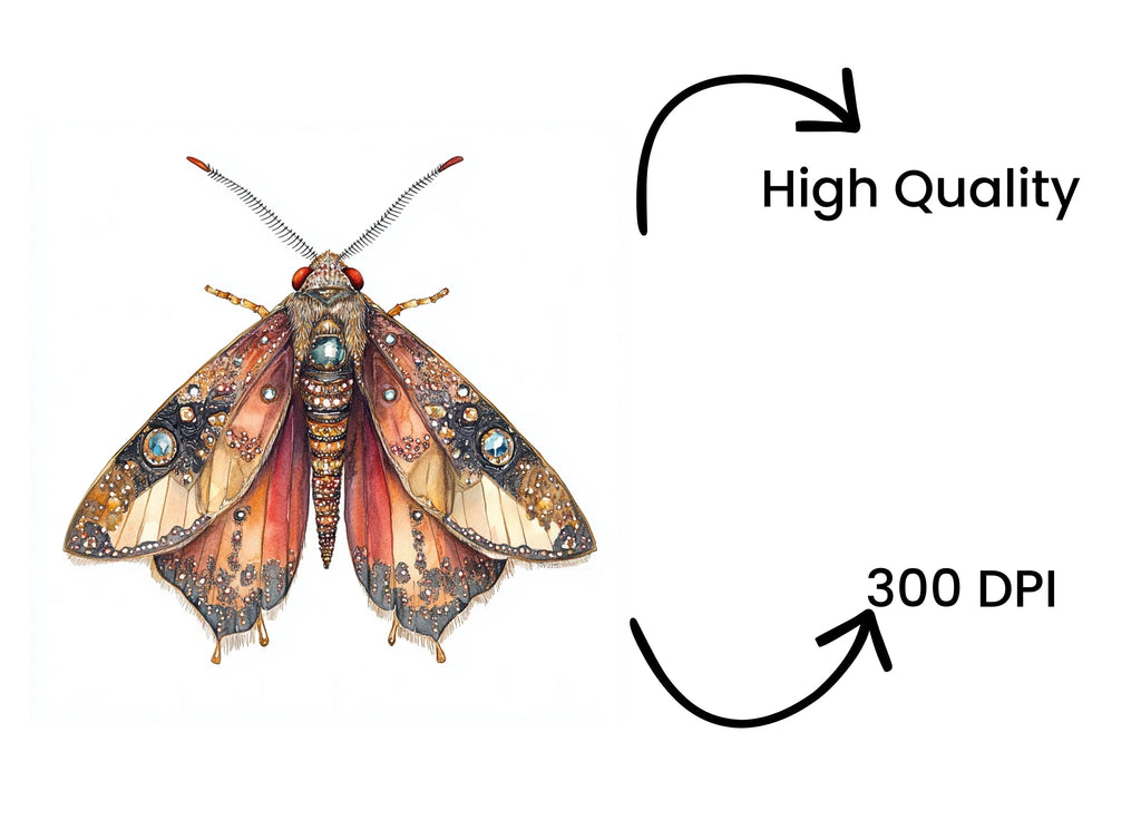 Jeweled Moth Clipart Bundle