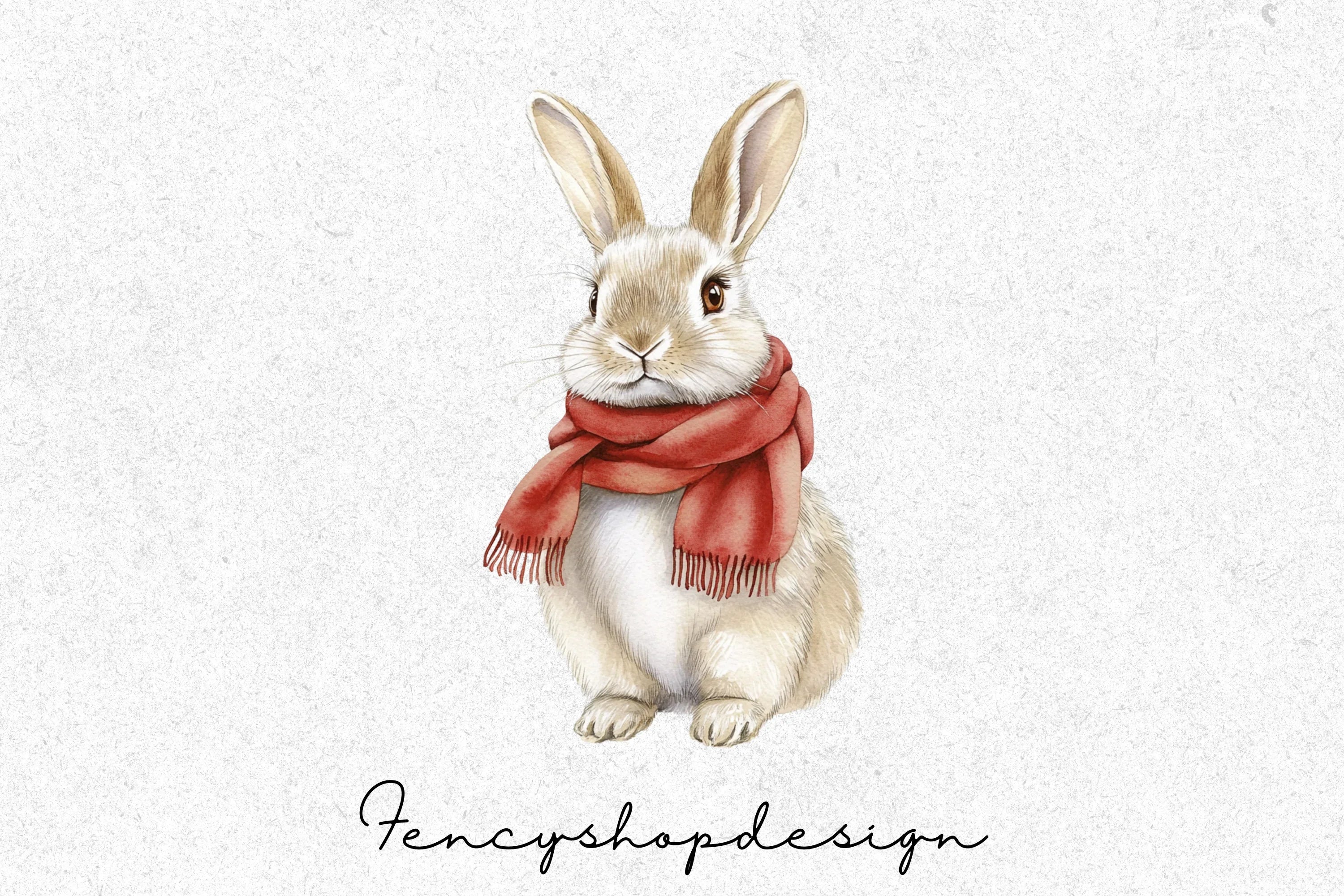 Cute Rabbits with Scarves Clipart Bundle