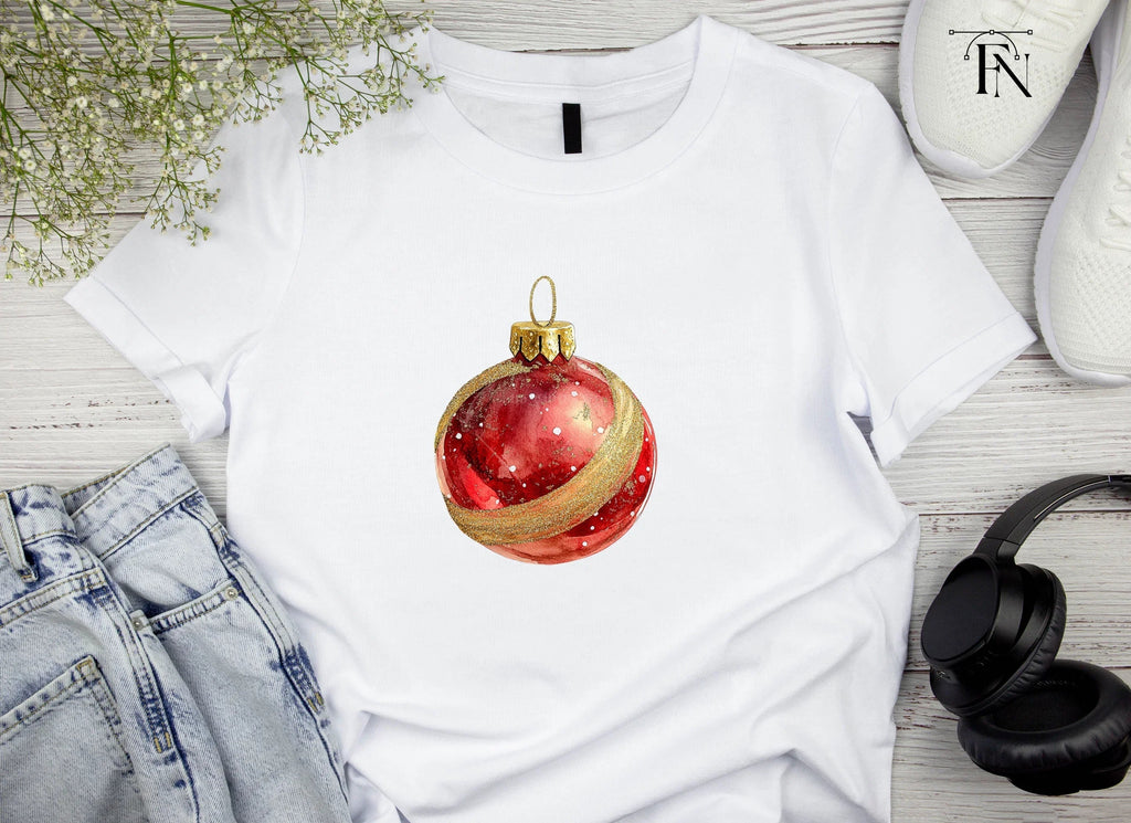 Sparkling Red Christmas Ornament Clipart Bundle