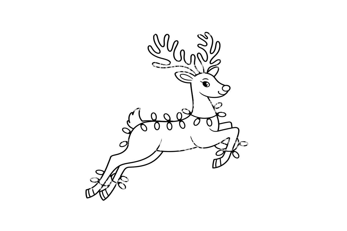 Flying Reindeer Christmas Lights Coloring Books