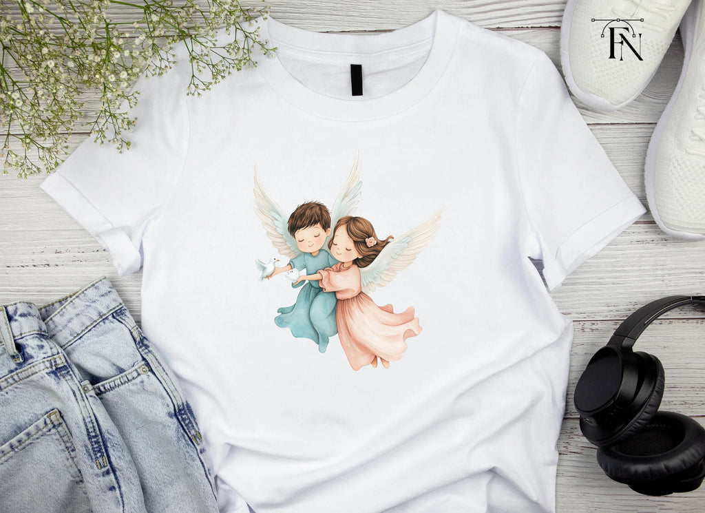 Embracing Angels with Doves Clipart Bundle