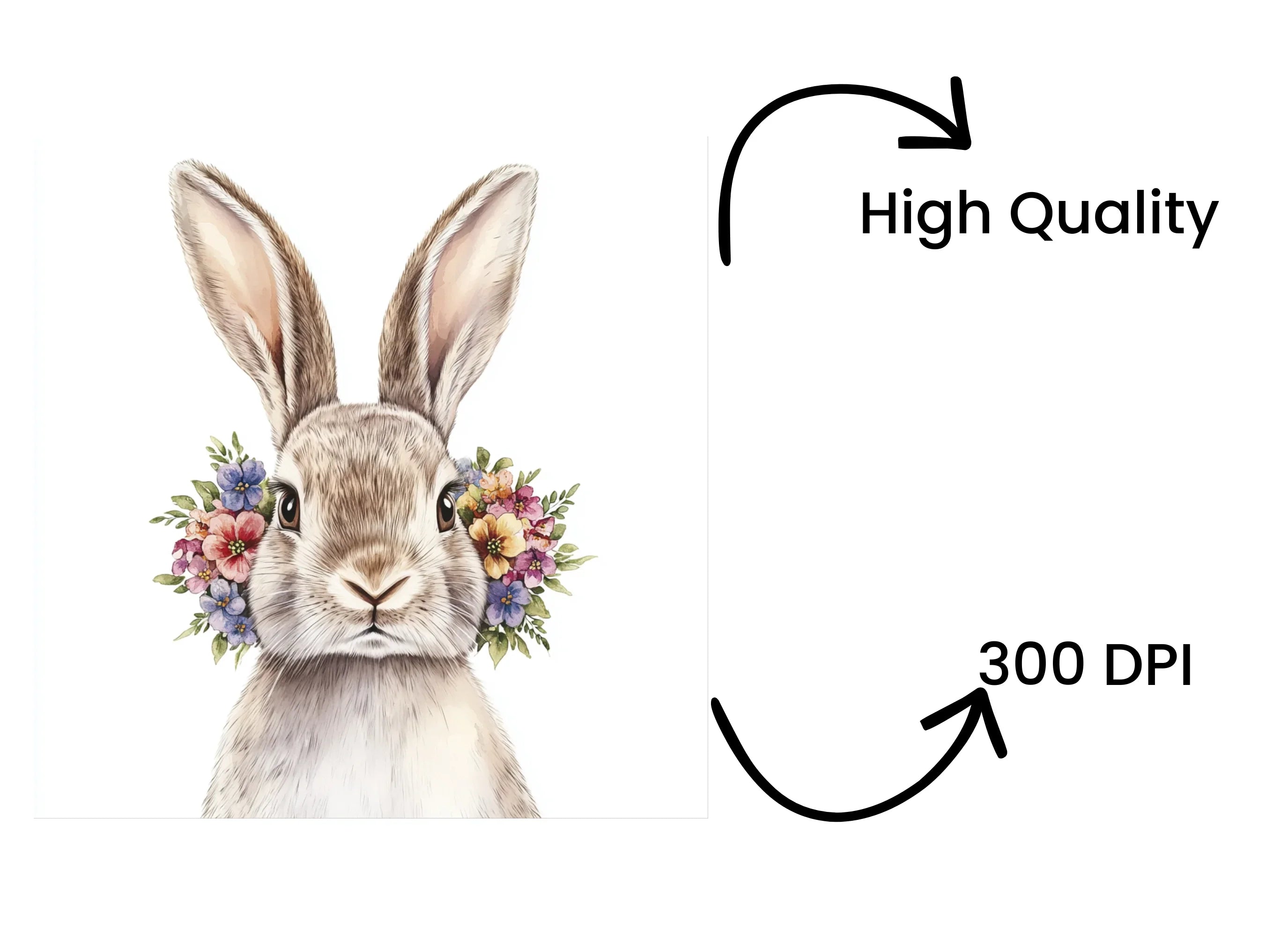 Floral Easter Bunny Clipart Bundle