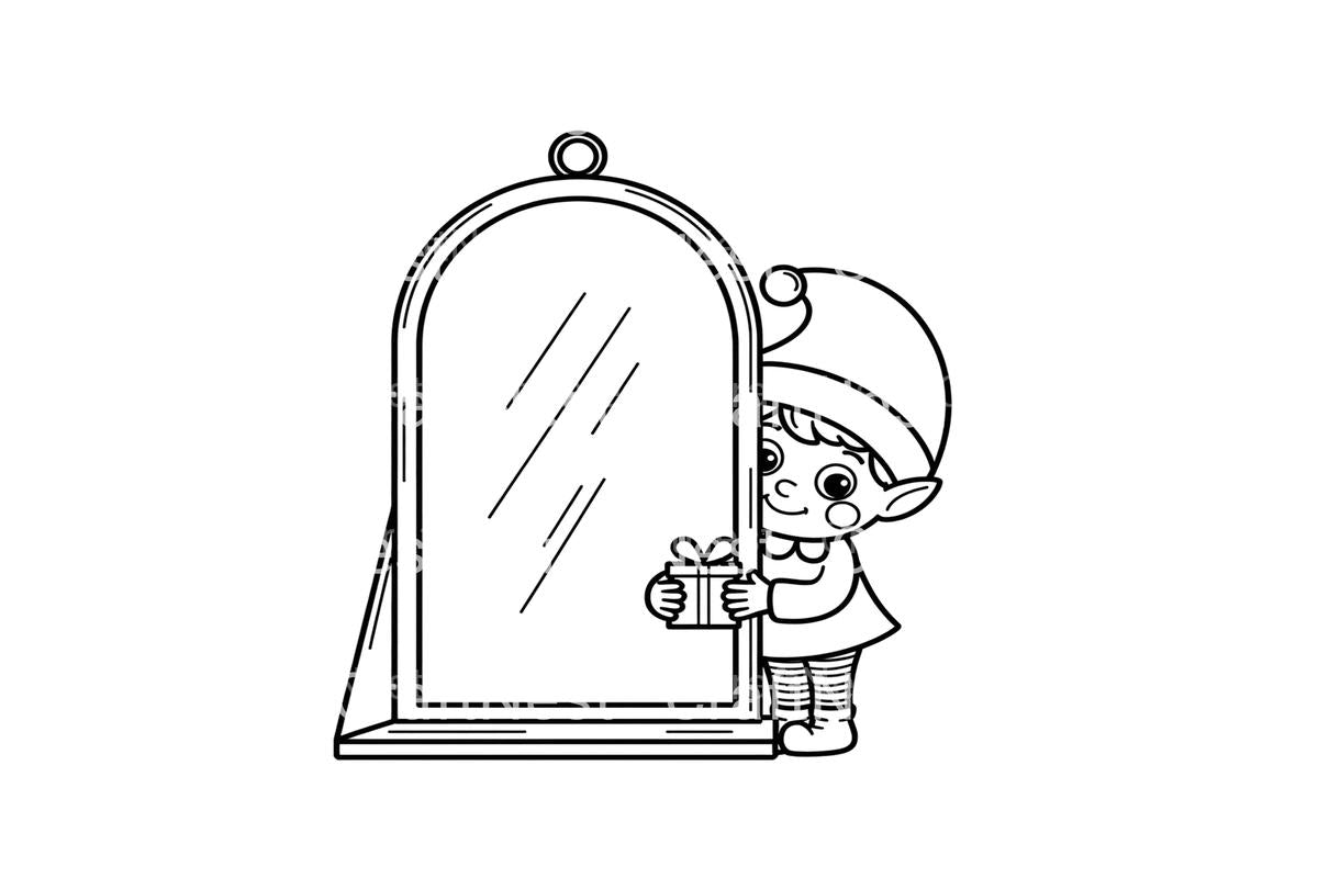 Cute Elf with Mirrors Coloring Books