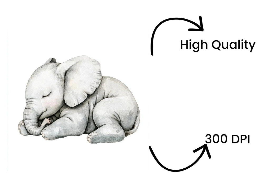 Sleeping Baby Elephant Clipart Bundle