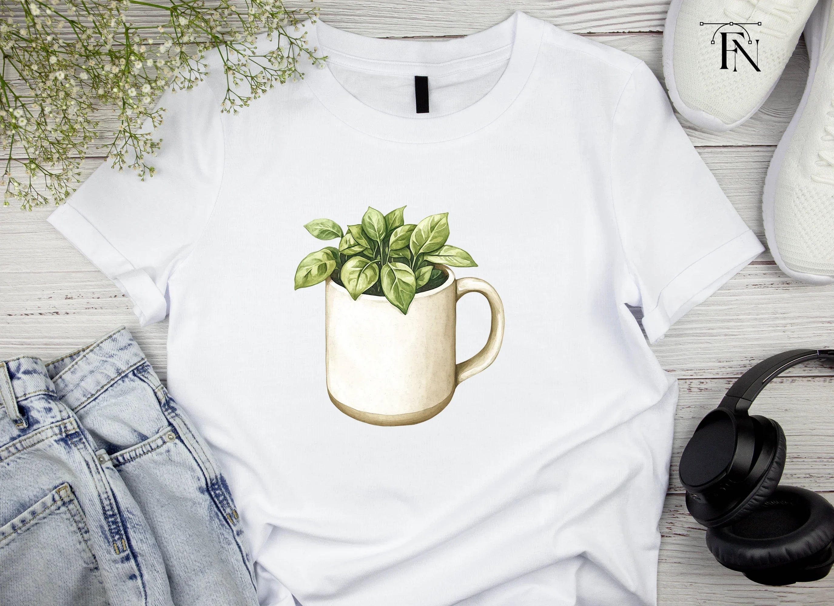 Potted Plants in Mugs Clipart Bundle