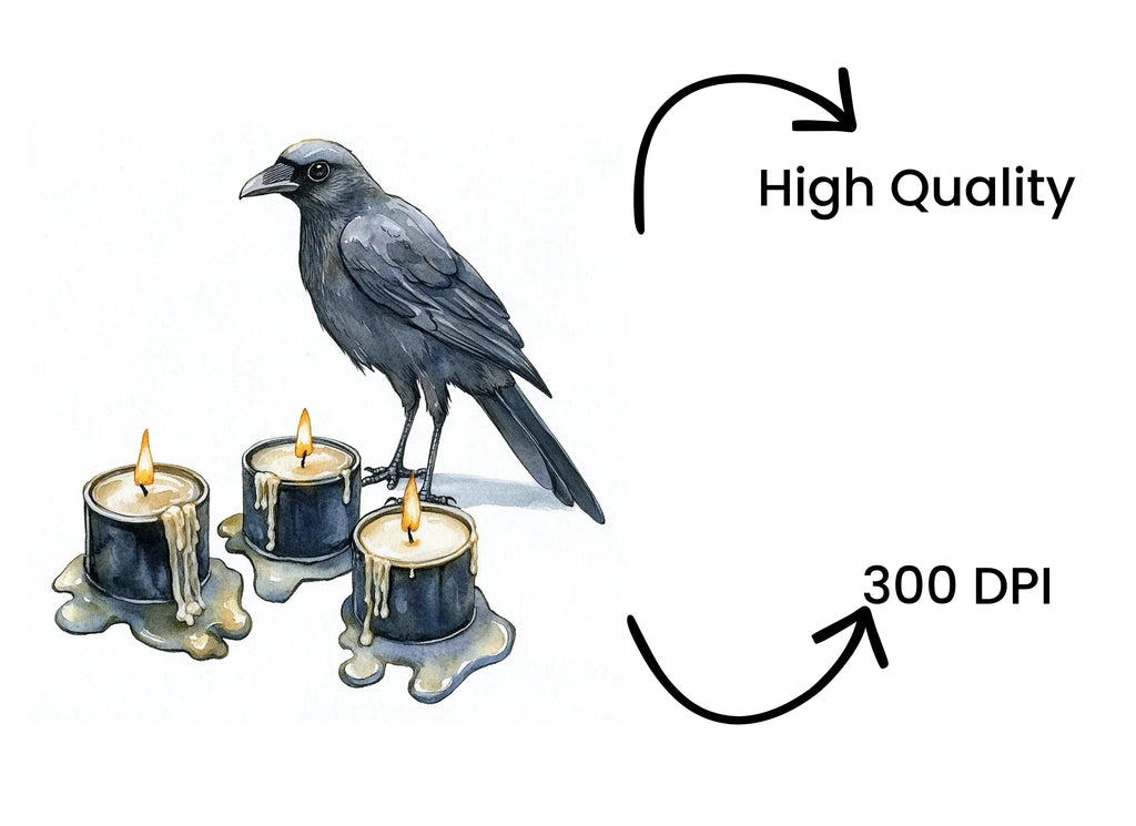 Mystical Crows and Candles Clipart Bundle