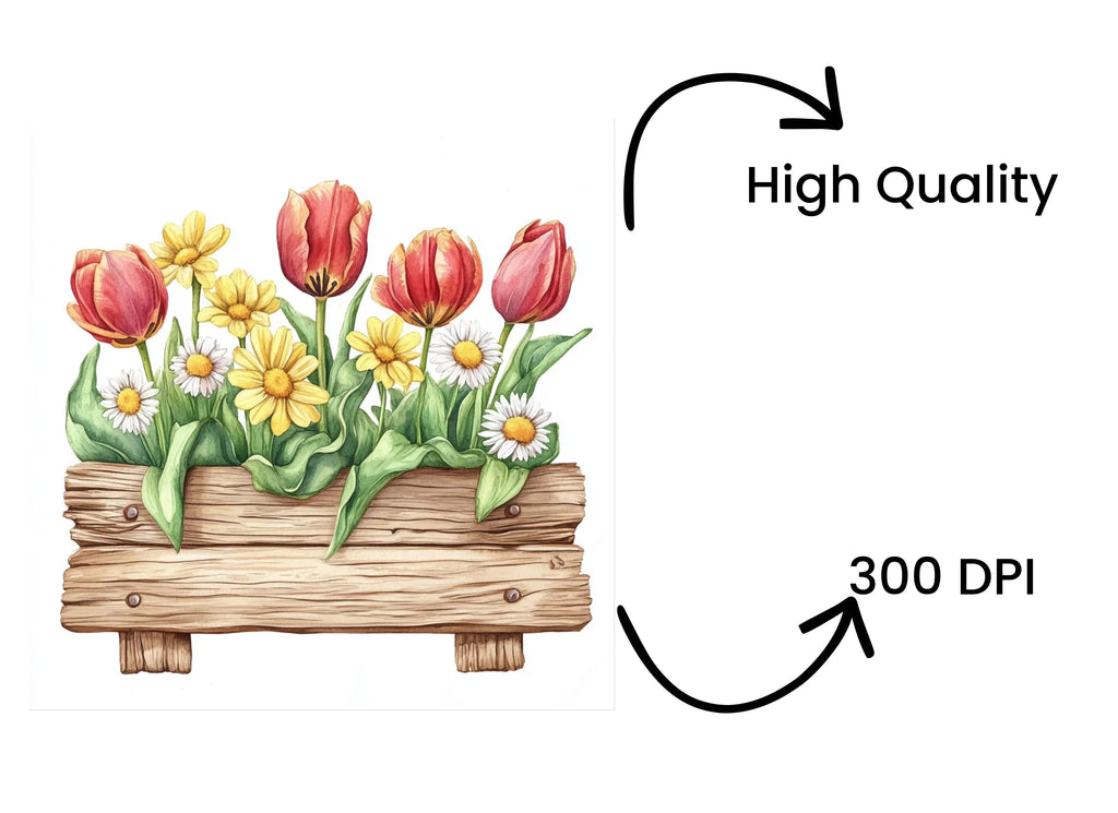 Spring Flower Box Clipart Bundle