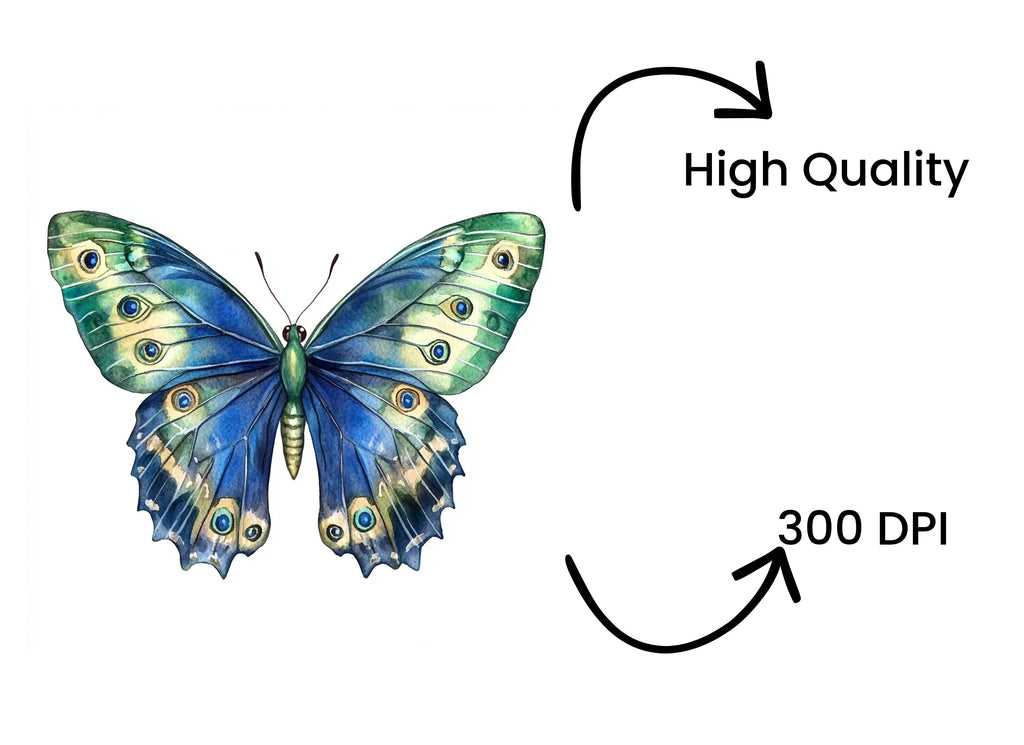 Green and Blue Butterfly Clipart Bundle