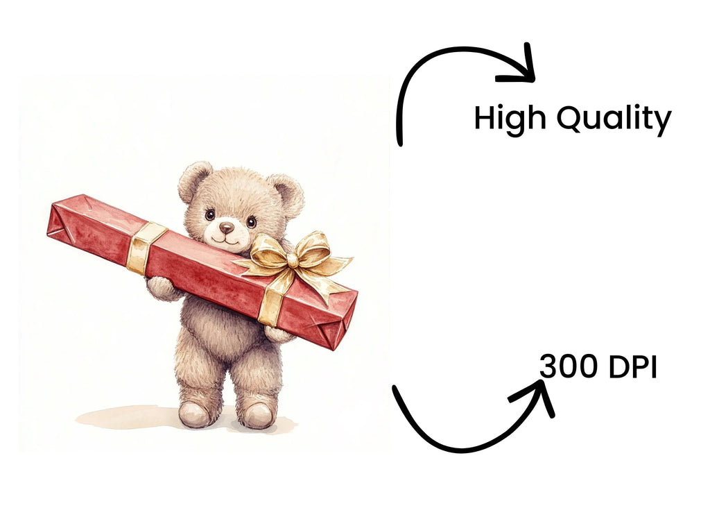 Cute Bear Holding Gifts Clipart Bundle