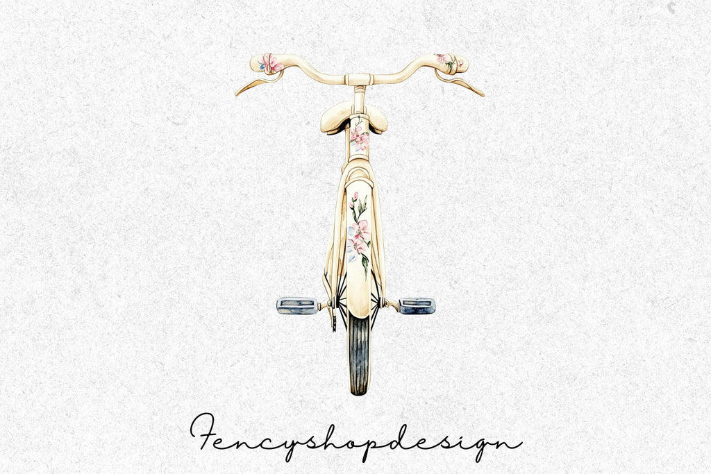 Vintage Bicycle Top View Clipart Bundle