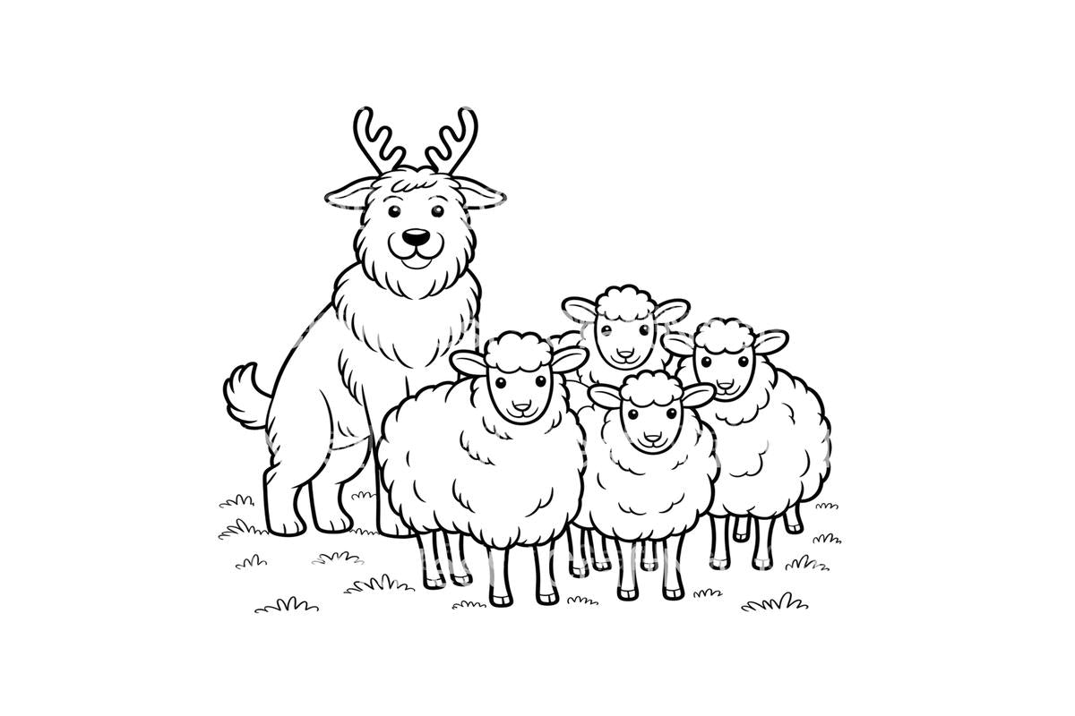 Farm Animals With Antlers Coloring Books
