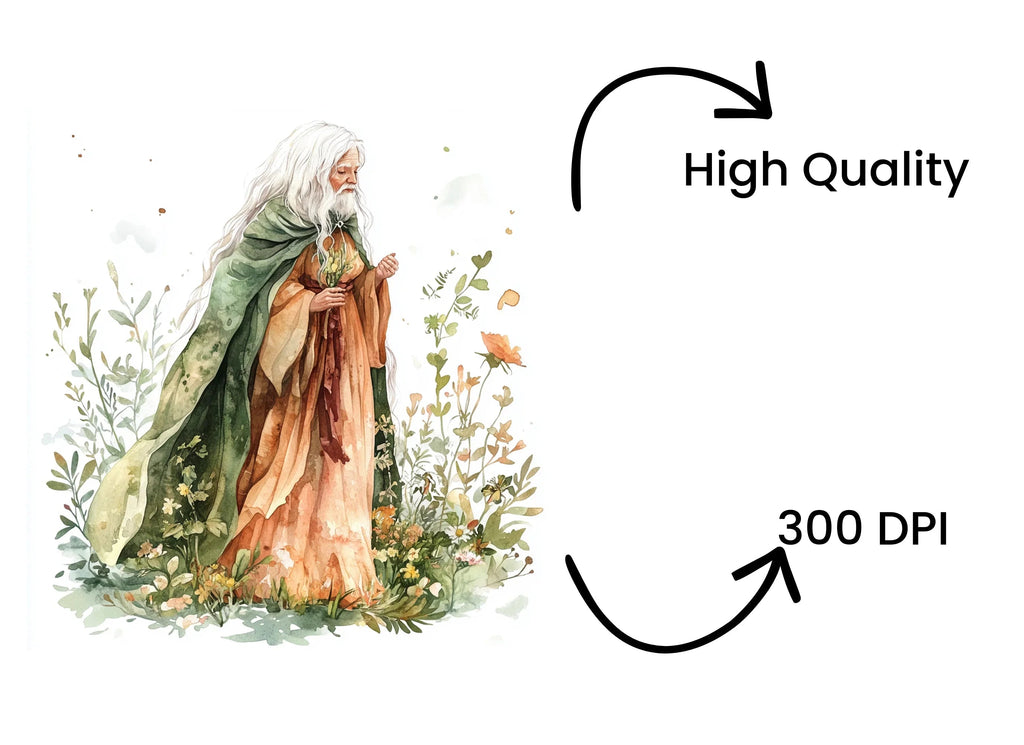 Fantasy Old Man Fairy Clipart Bundle