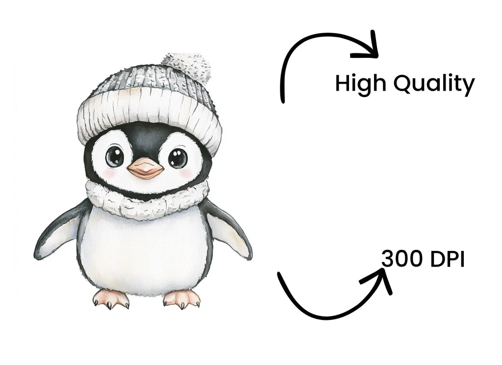 Charming Penguin Scarf Hat Clipart Bundle