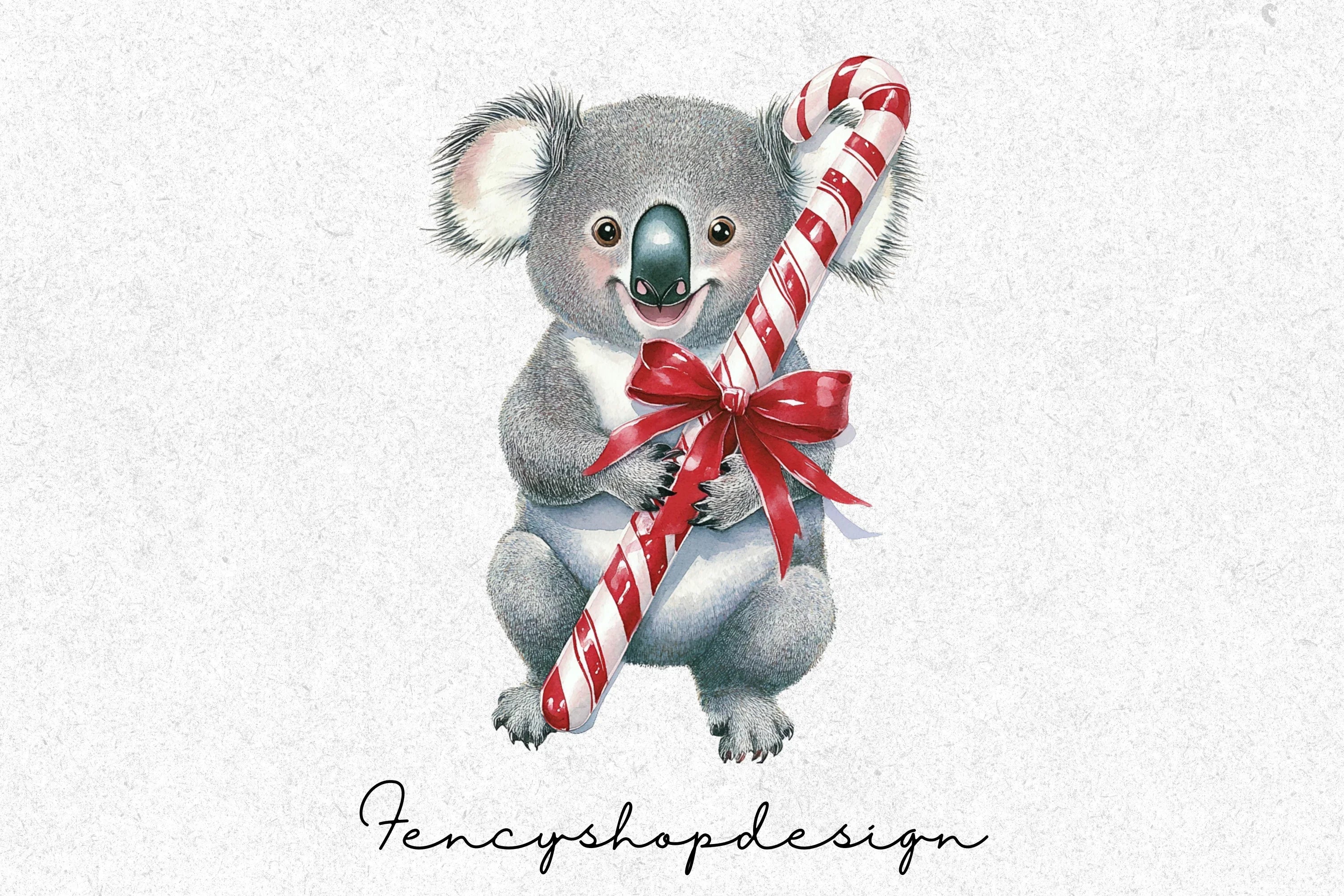 Christmas Koalas with Candy Canes Clipart Bundle