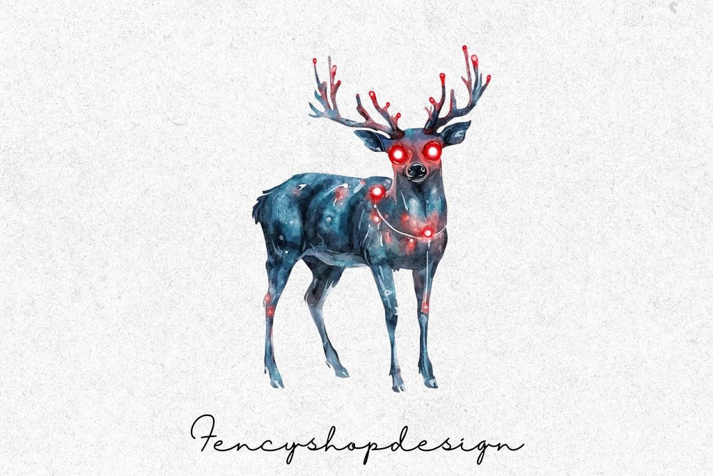 Cyberpunk Reindeer Clipart Bundle