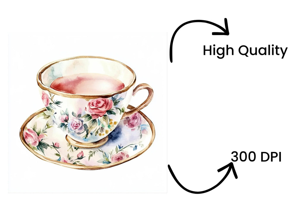 Vintage Teacups Clipart Bundle