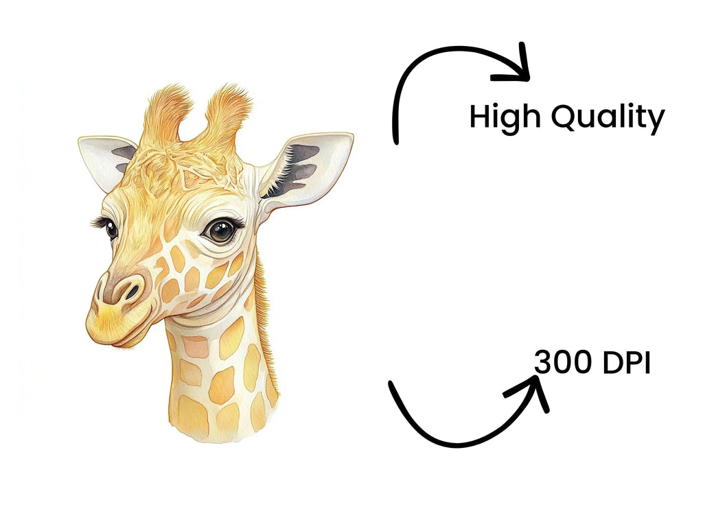 Adorable Baby Giraffe Head Clipart Bundle