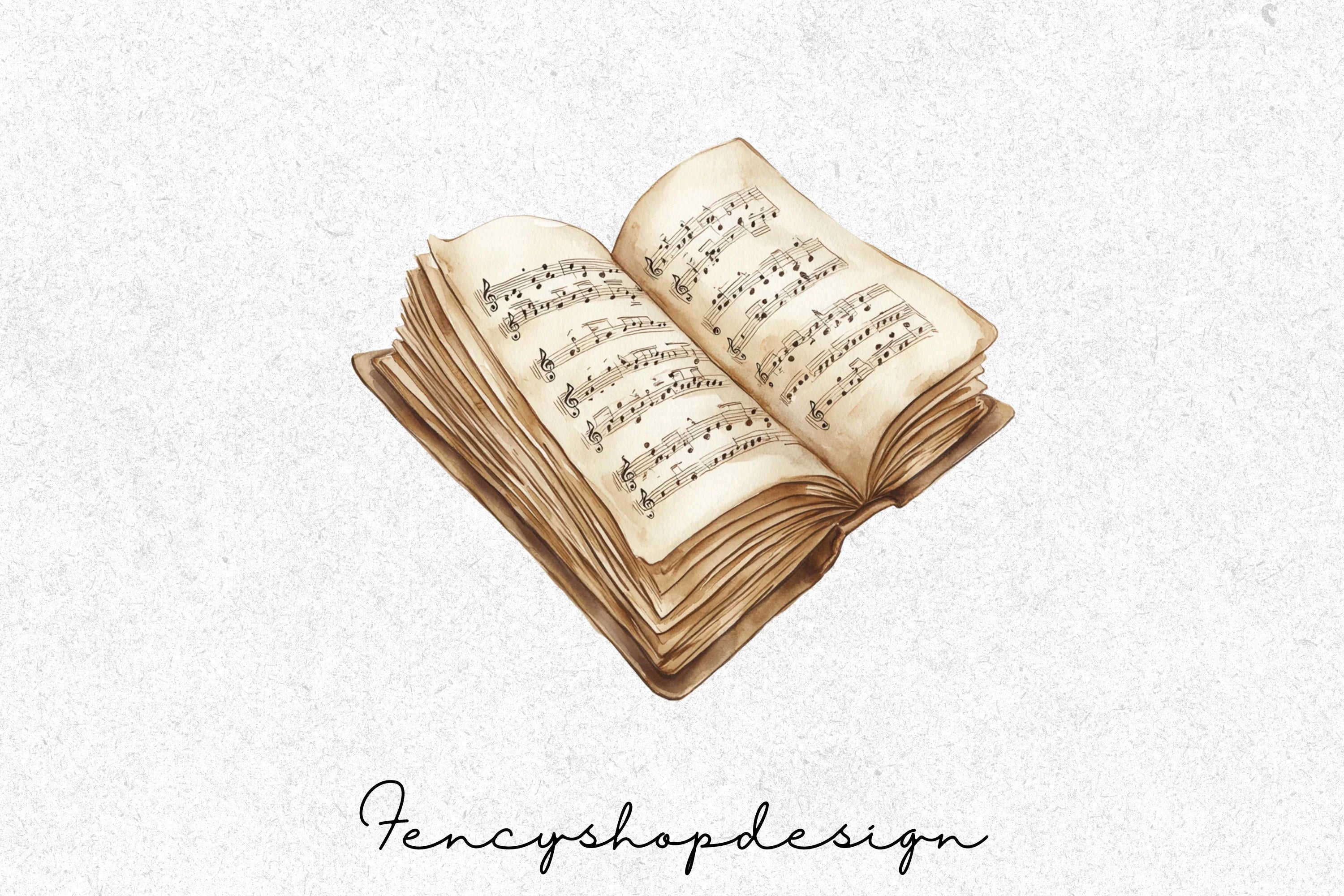 Vintage Music Book and Sheet Clipart Bundle