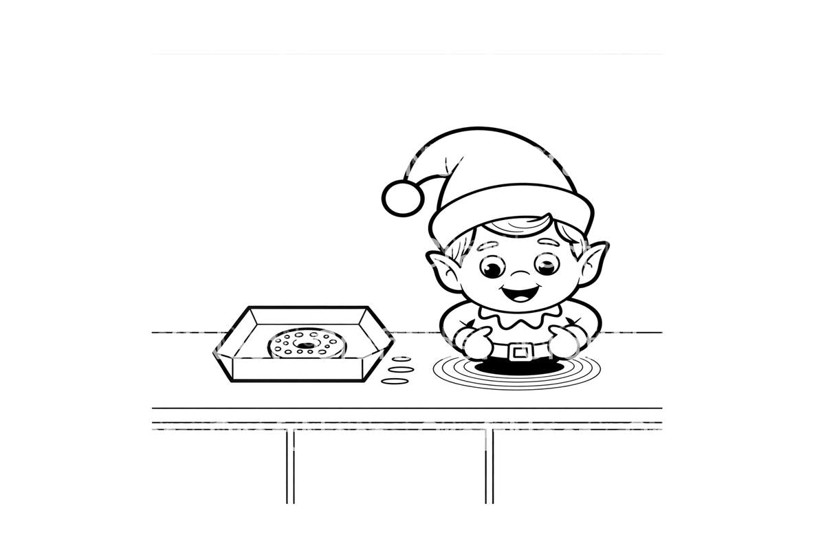 Christmas Elf in Box Coloring Books