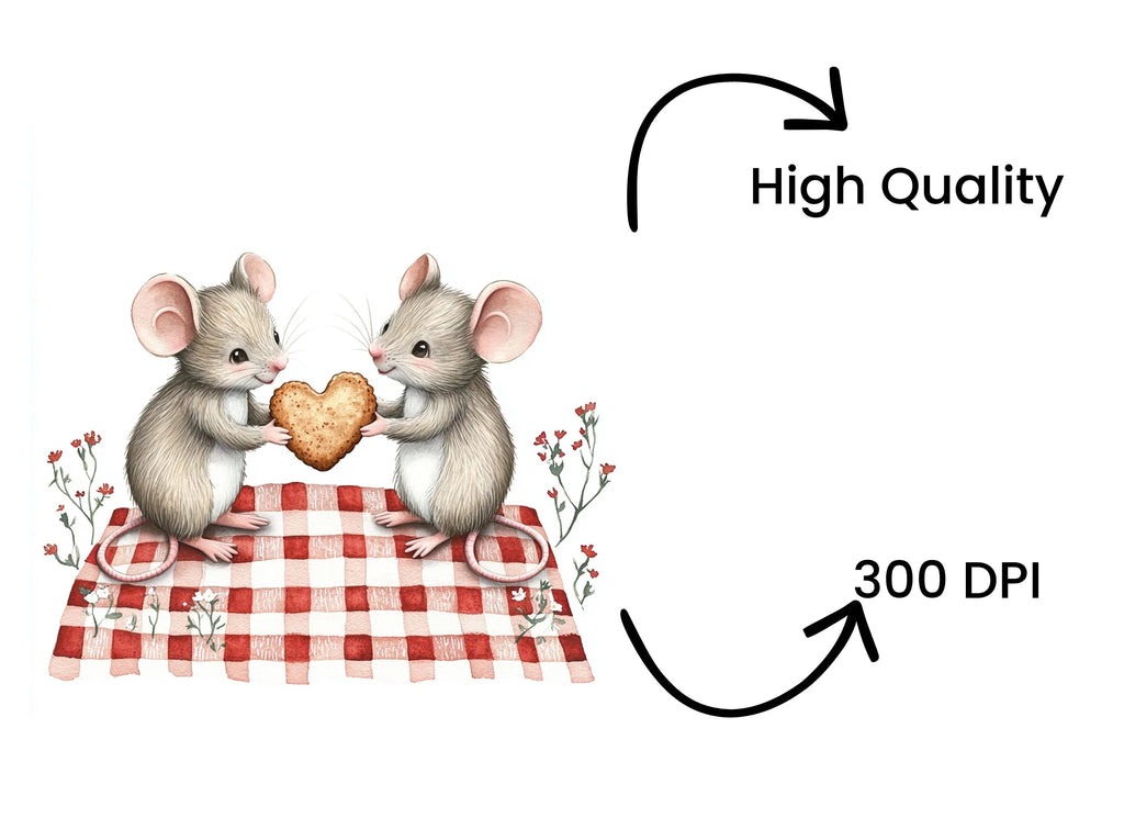 Sweet Mouse Couple Picnic Clipart Bundle