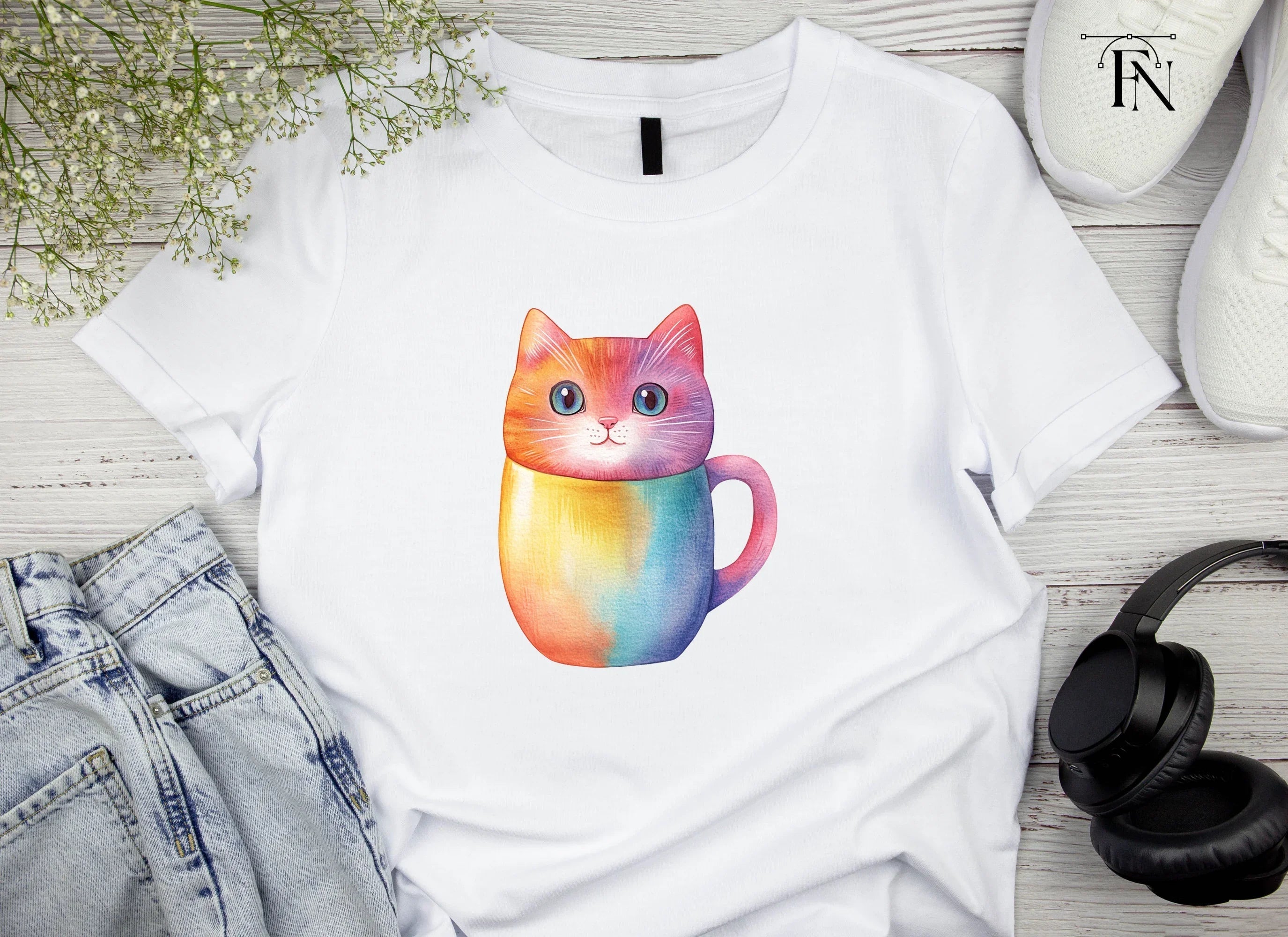 Vibrant Rainbow Cat Clipart Bundle