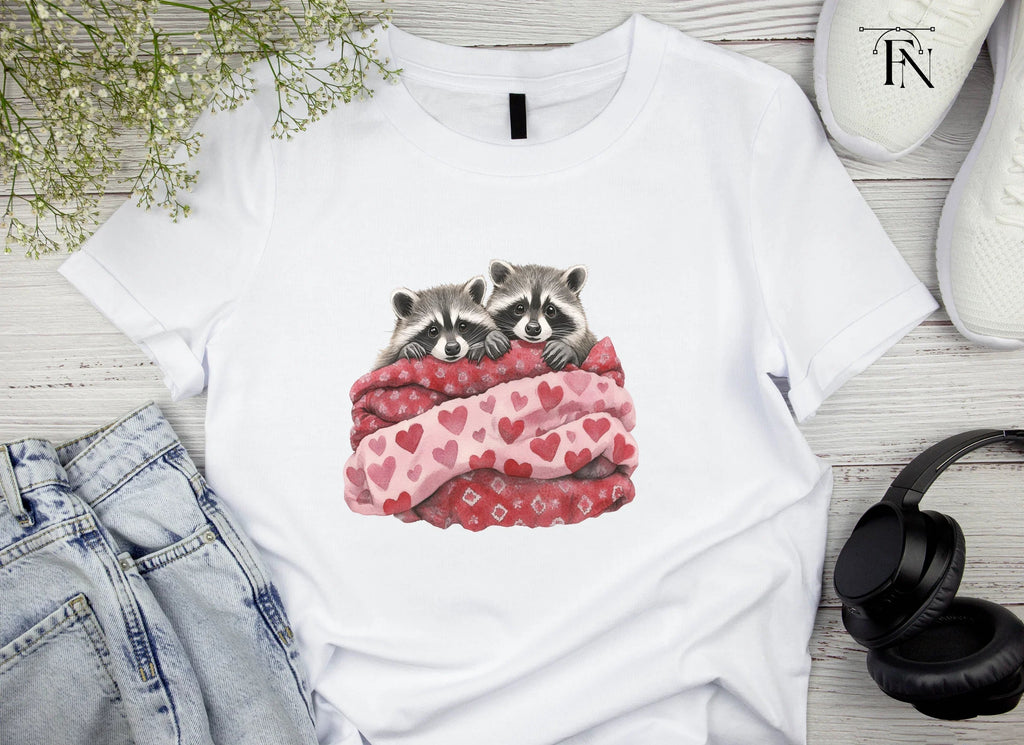 Raccoons in Heart Blankets Clipart Bundle