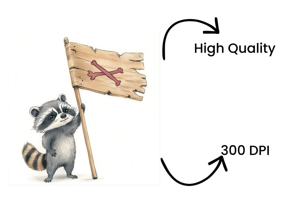 Raccoons Holding Pirate Flags Clipart Bundle