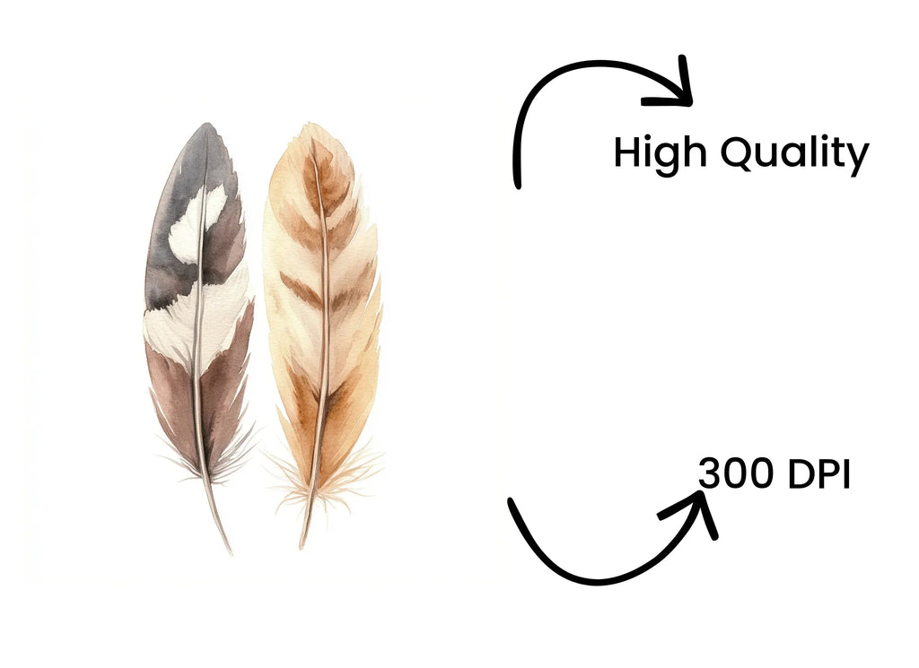 Rustic Feather Pair Clipart Bundle