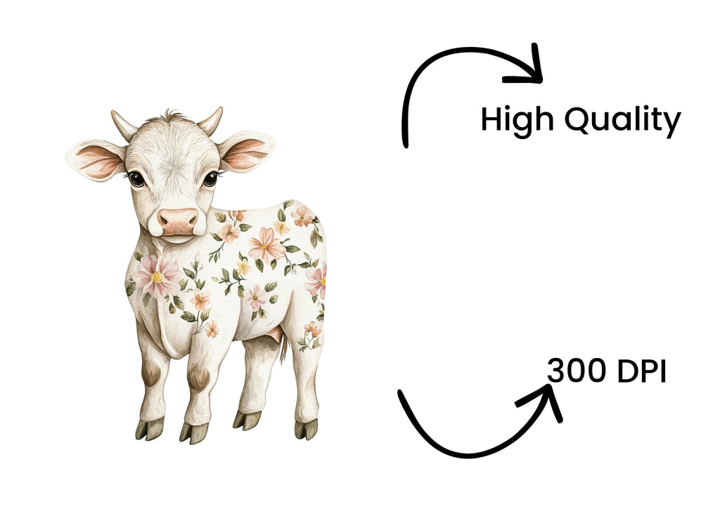 Floral Baby Calf Clipart Bundle