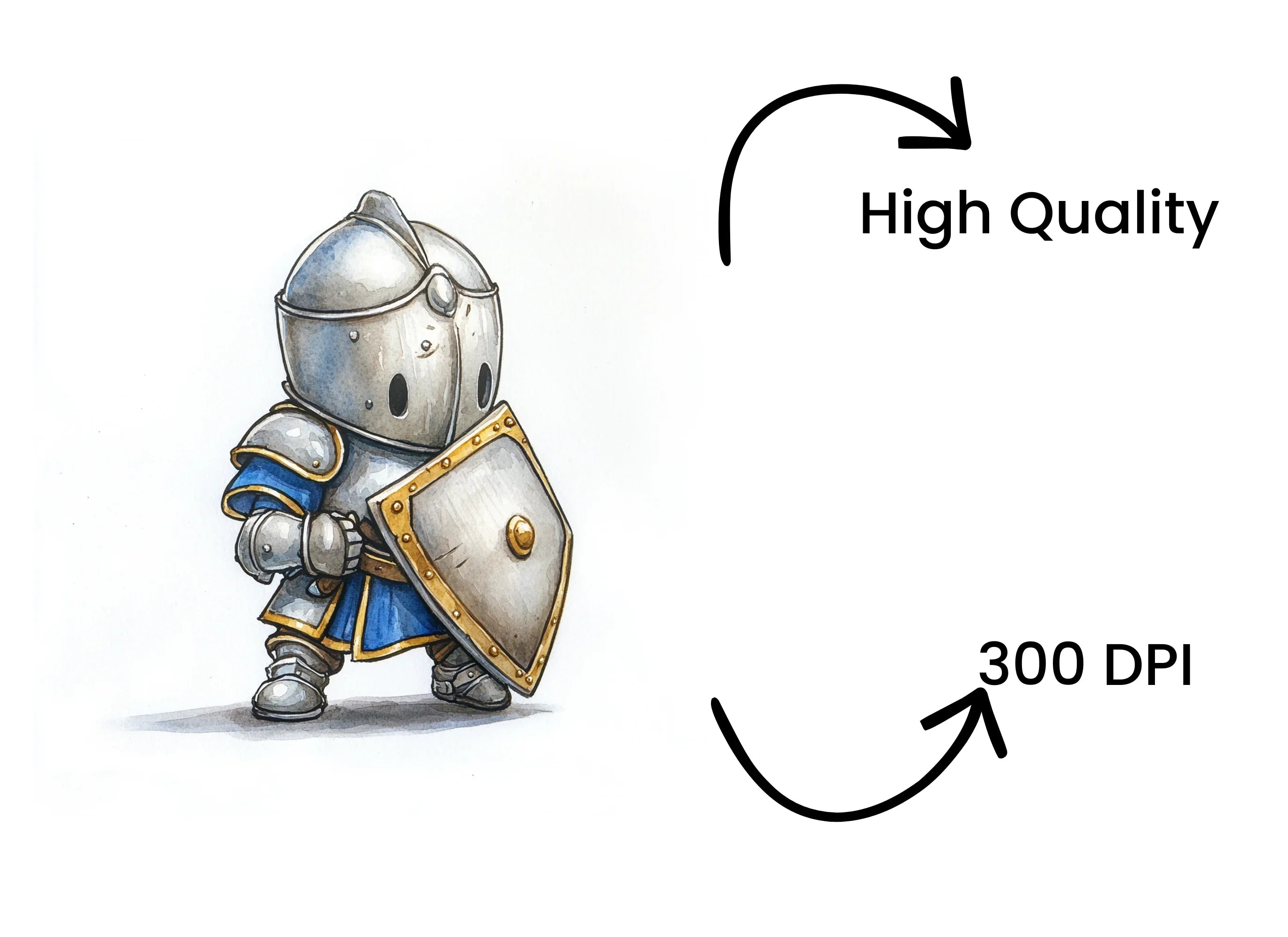 Chibi Knights with Shields Clipart Bundle