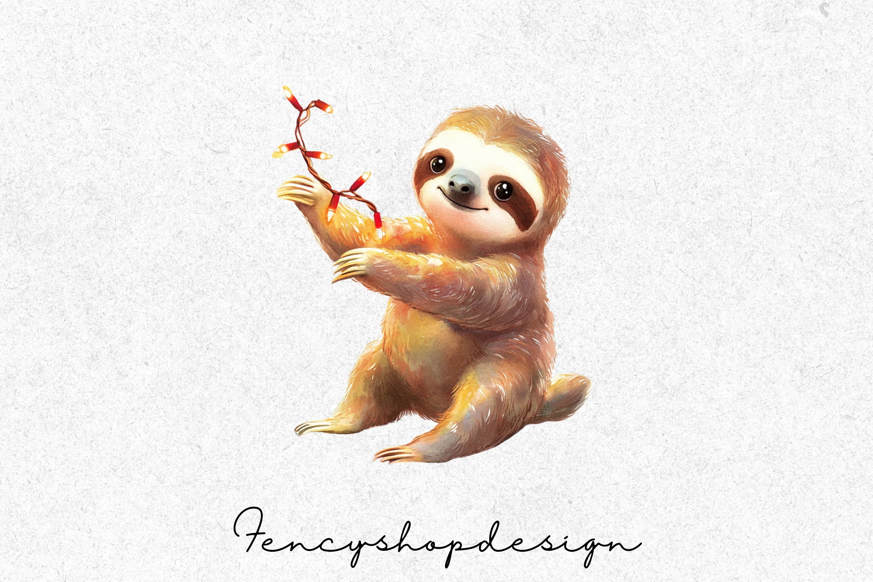 Cute Christmas Sloths Clipart Bundle