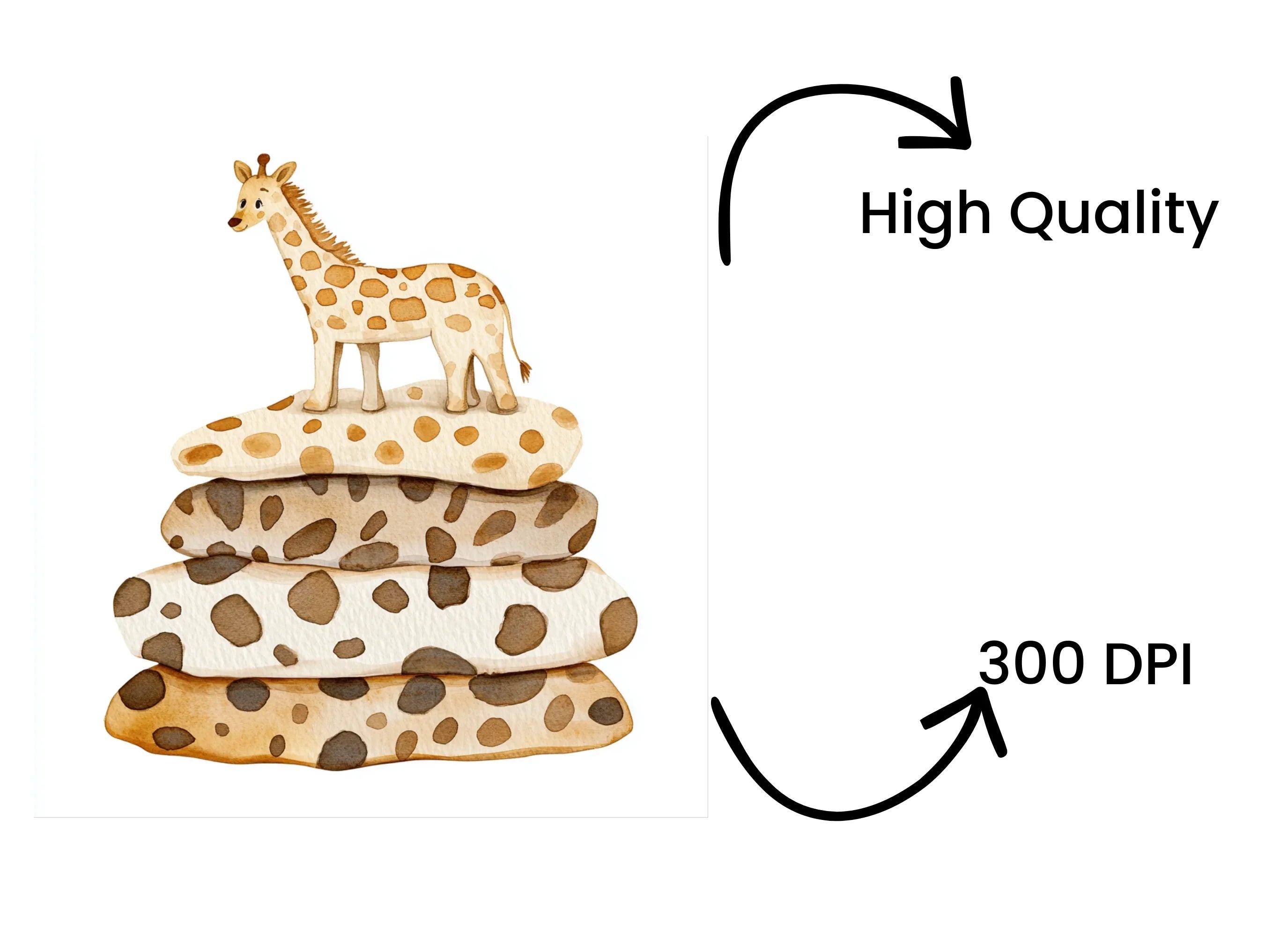 Cute Giraffe on Spotted Stones Clipart Bundle